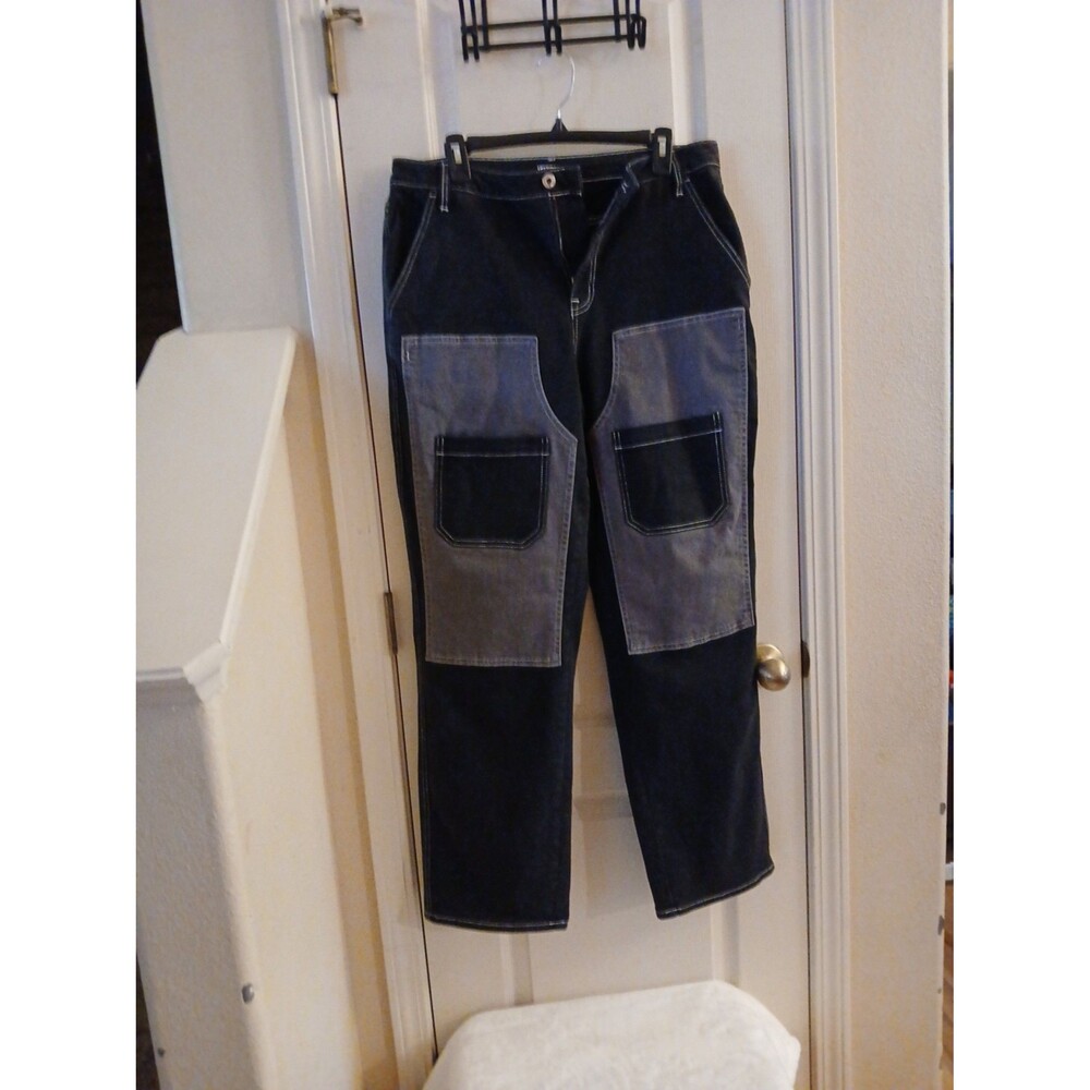 Hot Topic Grunge Gothic Skater Black & Grey Jean Wide Leg Pants Sz 13 Y2K Style